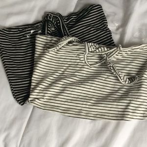 Striped tube top with tie in front